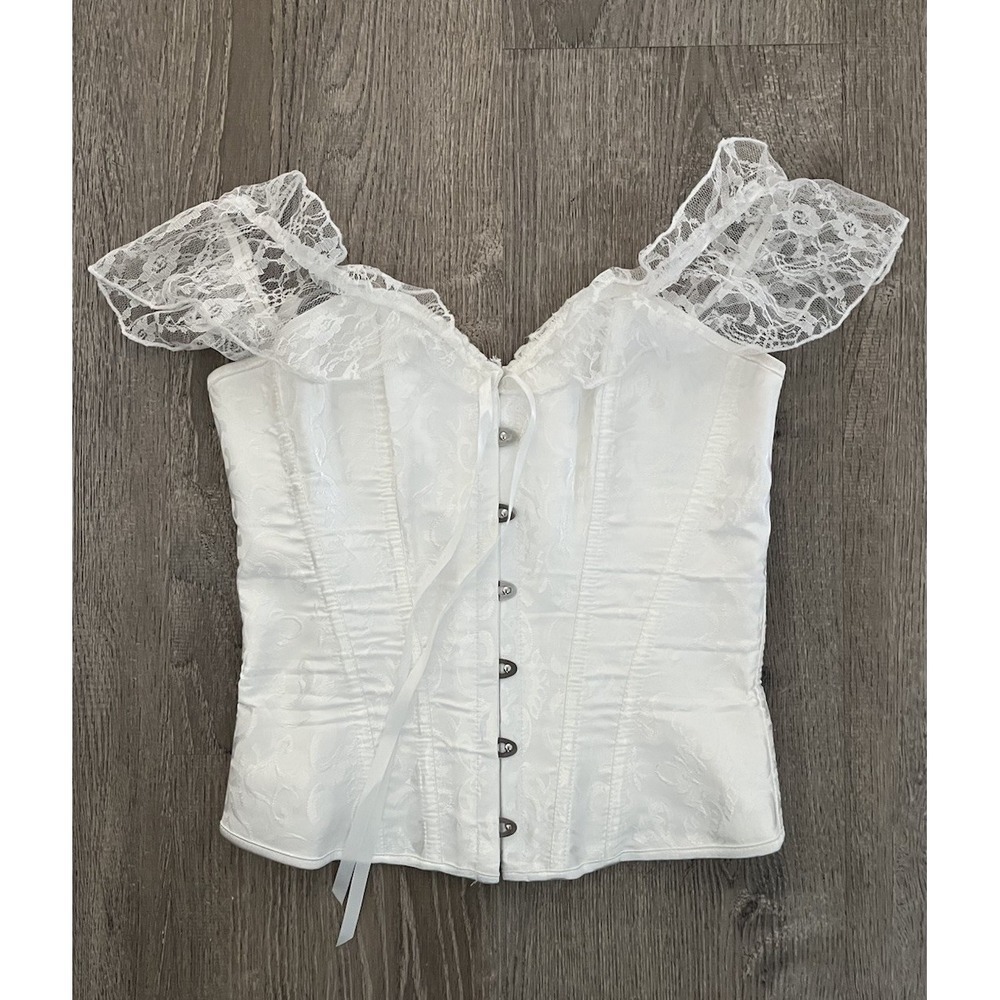 White Victorian romantic Corset Top Bustier Size Small